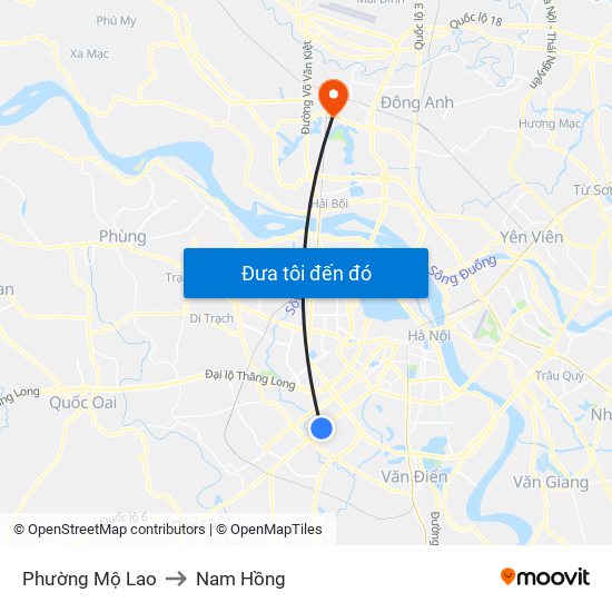 Phường Mộ Lao to Nam Hồng map
