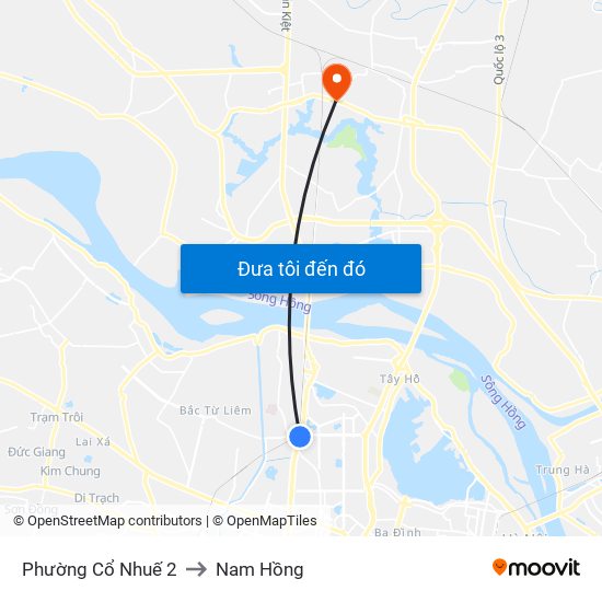 Phường Cổ Nhuế 2 to Nam Hồng map