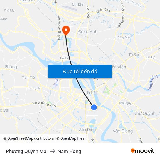 Phường Quỳnh Mai to Nam Hồng map