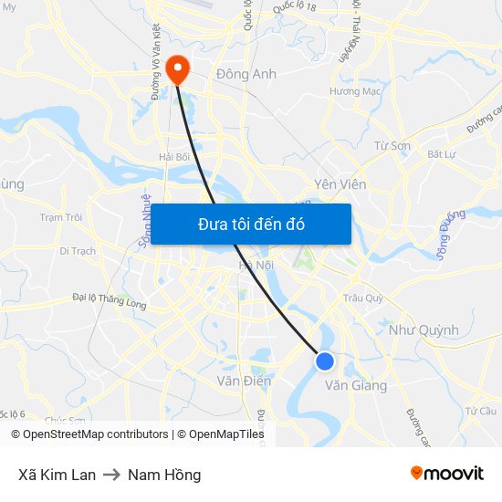 Xã Kim Lan to Nam Hồng map