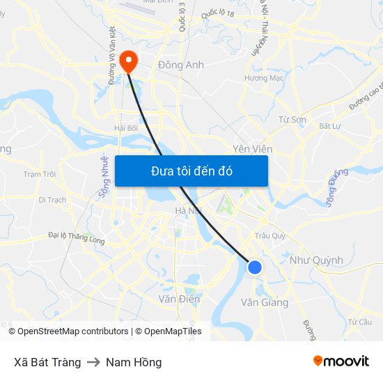 Xã Bát Tràng to Nam Hồng map