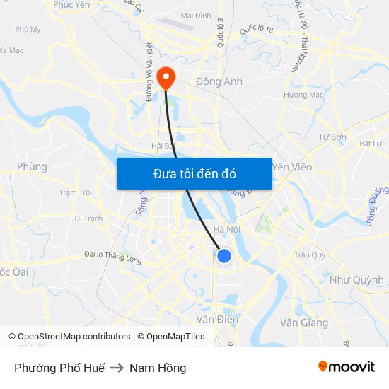 Phường Phố Huế to Nam Hồng map