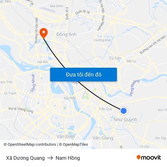 Xã Dương Quang to Nam Hồng map