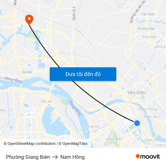 Phường Giang Biên to Nam Hồng map