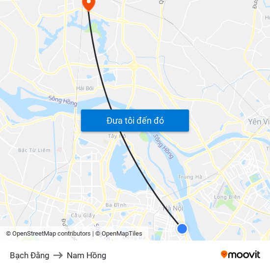 Bạch Đằng to Nam Hồng map