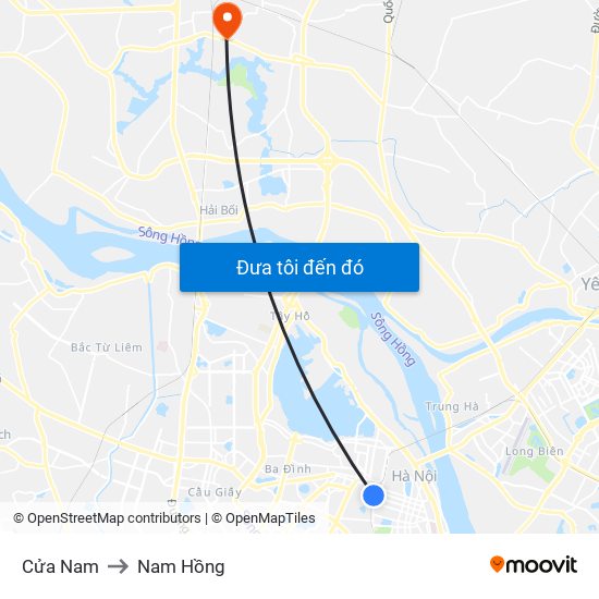 Cửa Nam to Nam Hồng map