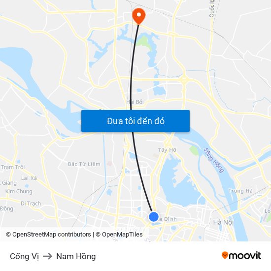 Cống Vị to Nam Hồng map