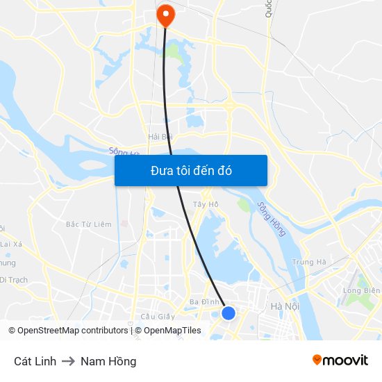 Cát Linh to Nam Hồng map