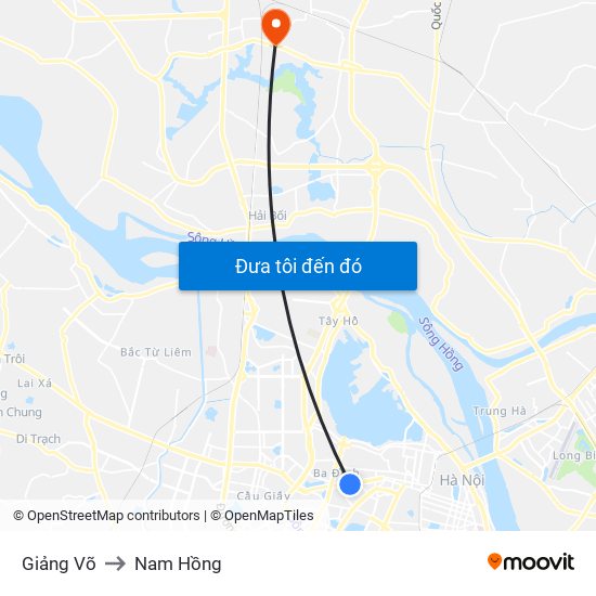 Giảng Võ to Nam Hồng map