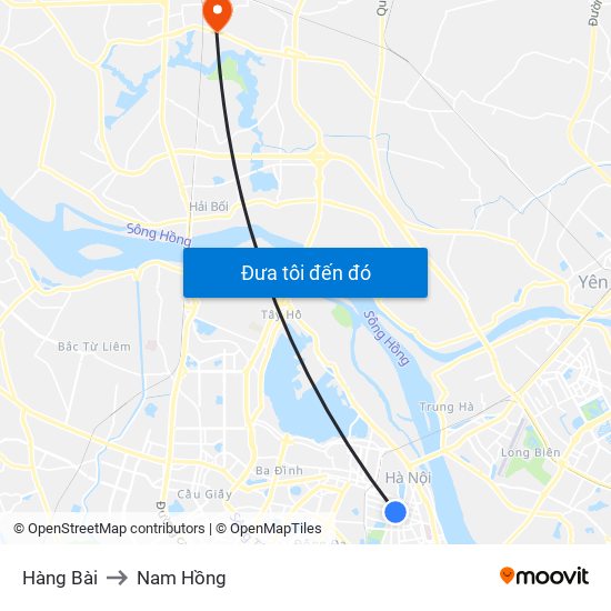 Hàng Bài to Nam Hồng map
