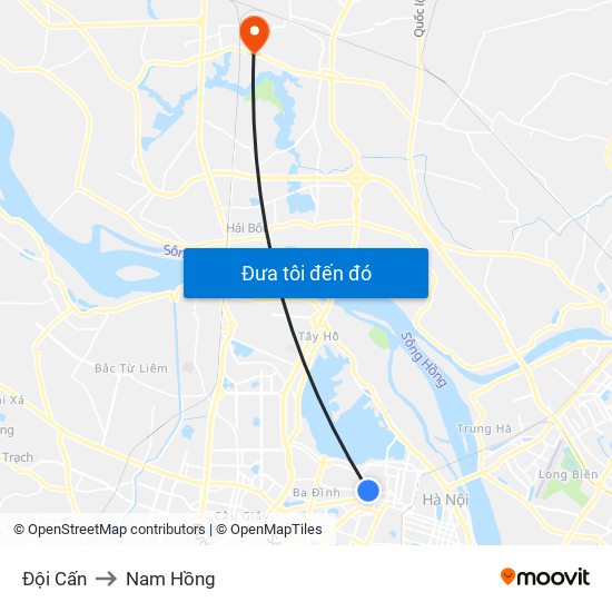 Đội Cấn to Nam Hồng map