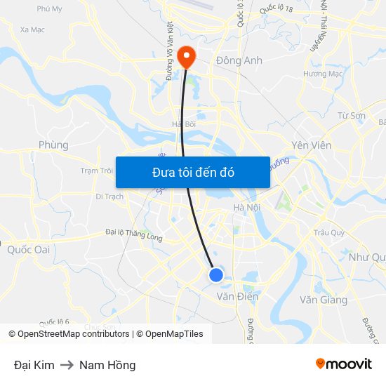 Đại Kim to Nam Hồng map