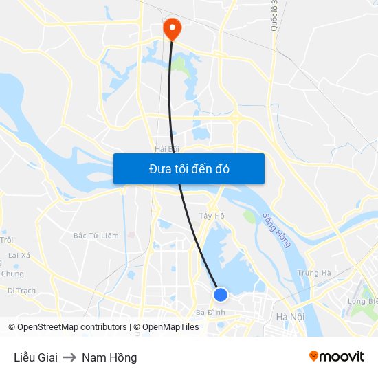 Liễu Giai to Nam Hồng map