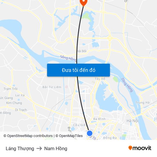 Láng Thượng to Nam Hồng map