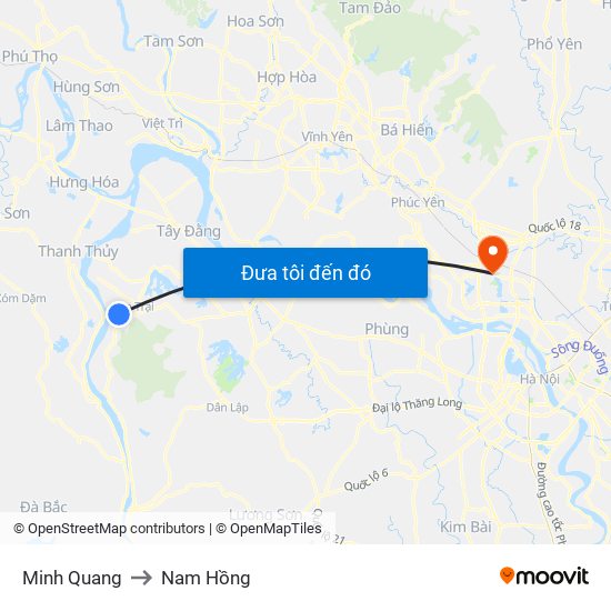 Minh Quang to Nam Hồng map