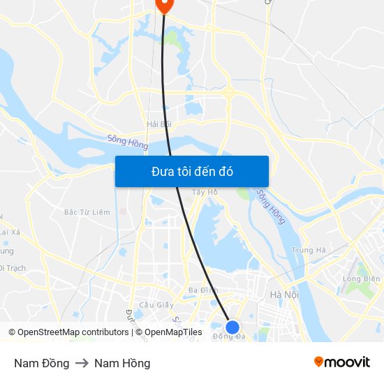 Nam Đồng to Nam Hồng map