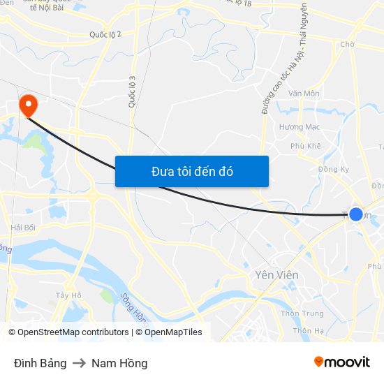 Đình Bảng to Nam Hồng map