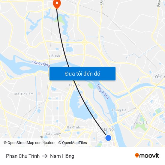 Phan Chu Trinh to Nam Hồng map