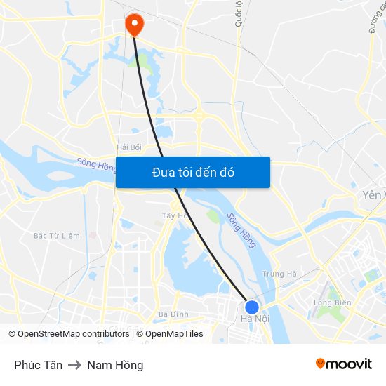 Phúc Tân to Nam Hồng map