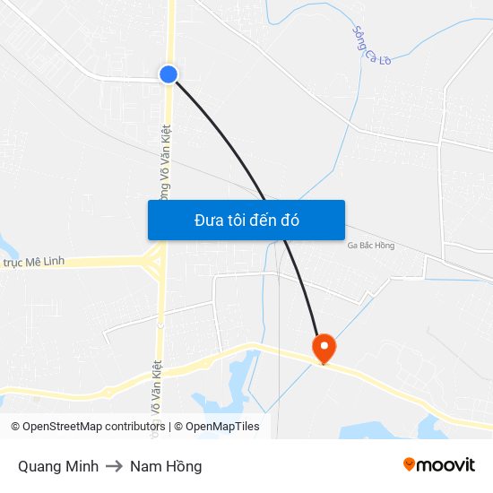 Quang Minh to Nam Hồng map