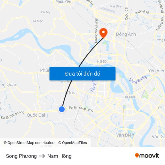 Song Phương to Nam Hồng map