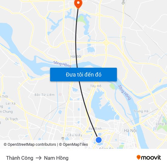 Thành Công to Nam Hồng map