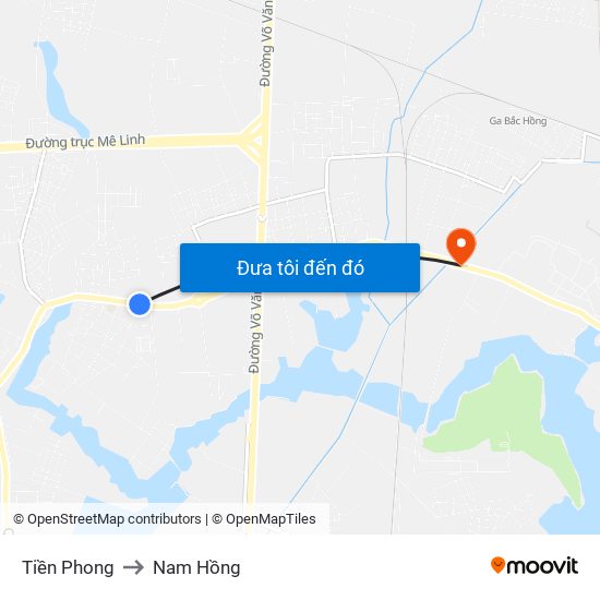 Tiền Phong to Nam Hồng map