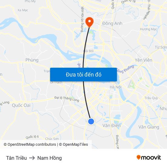 Tân Triều to Nam Hồng map