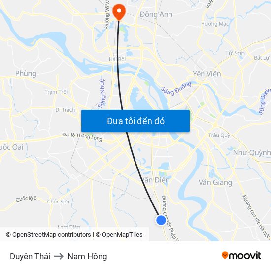 Duyên Thái to Nam Hồng map