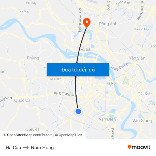 Hà Cầu to Nam Hồng map