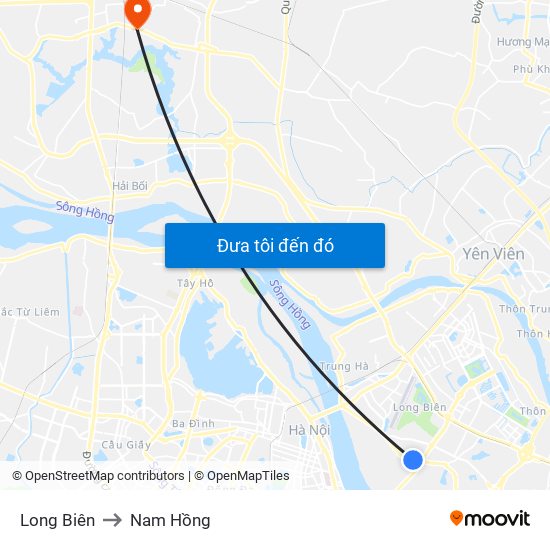 Long Biên to Nam Hồng map