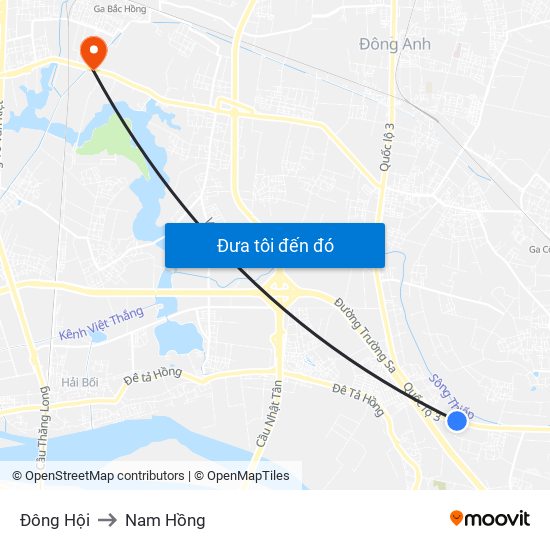 Đông Hội to Nam Hồng map