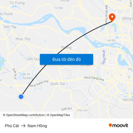 Phú Cát to Nam Hồng map