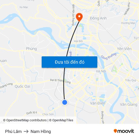 Phú Lãm to Nam Hồng map