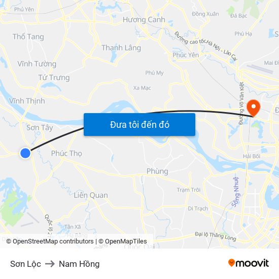 Sơn Lộc to Nam Hồng map