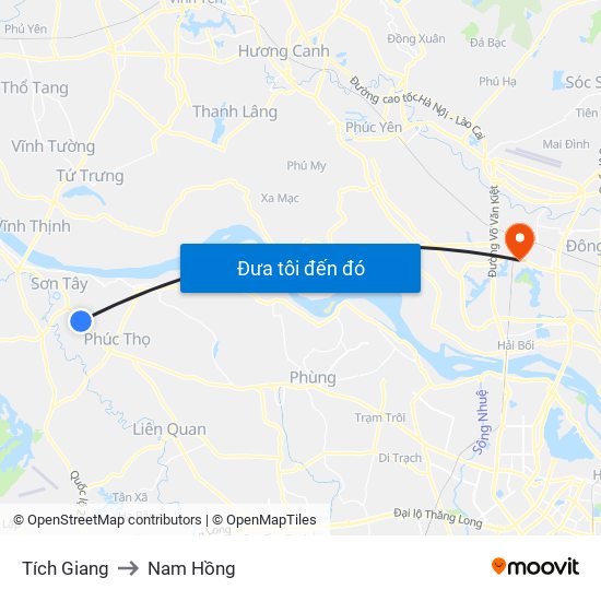 Tích Giang to Nam Hồng map