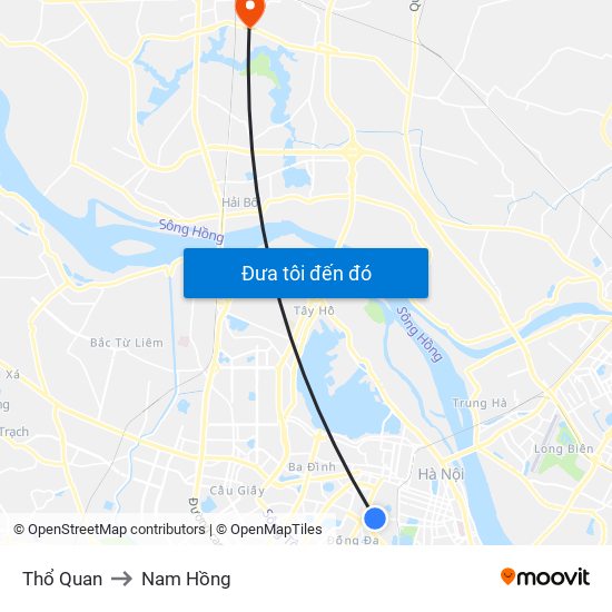 Thổ Quan to Nam Hồng map