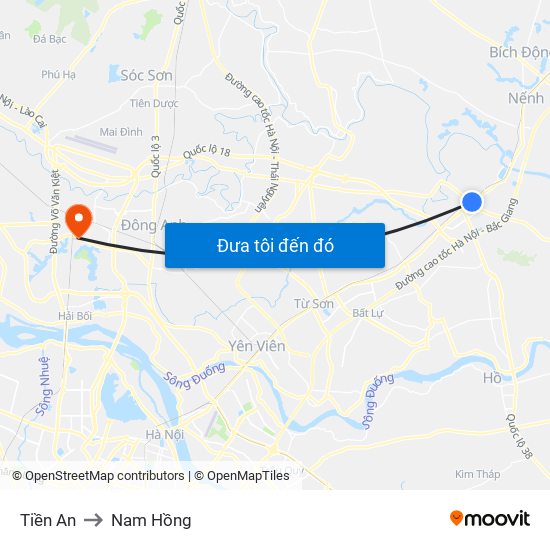 Tiền An to Nam Hồng map