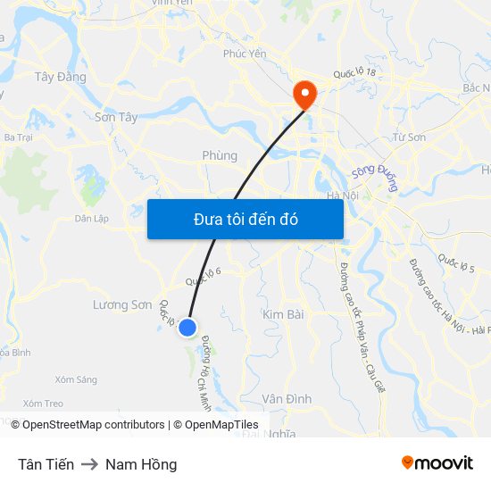 Tân Tiến to Nam Hồng map