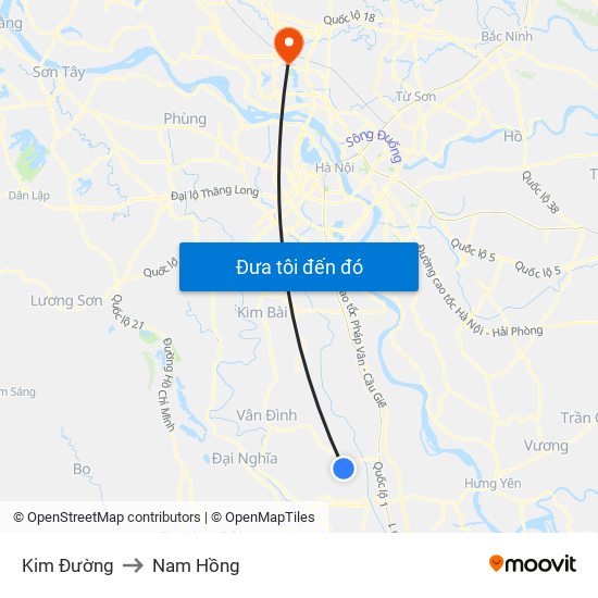 Kim Đường to Nam Hồng map
