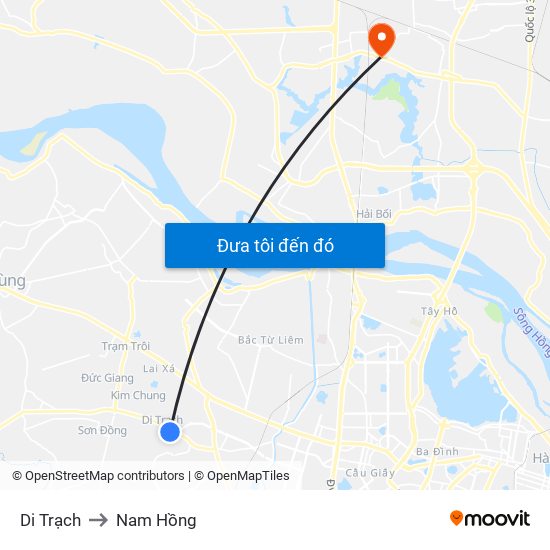 Di Trạch to Nam Hồng map