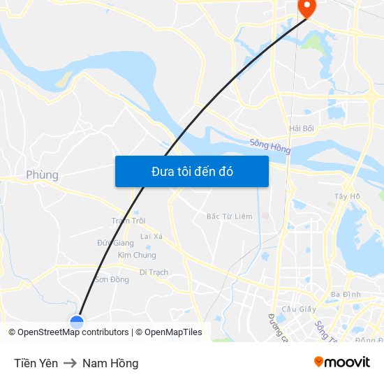 Tiền Yên to Nam Hồng map