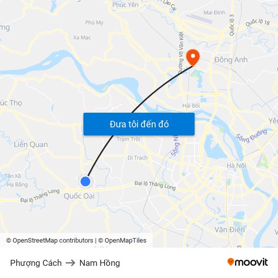 Phượng Cách to Nam Hồng map