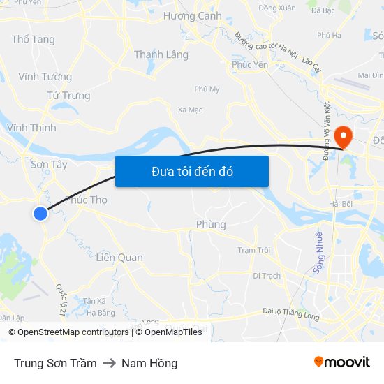 Trung Sơn Trầm to Nam Hồng map