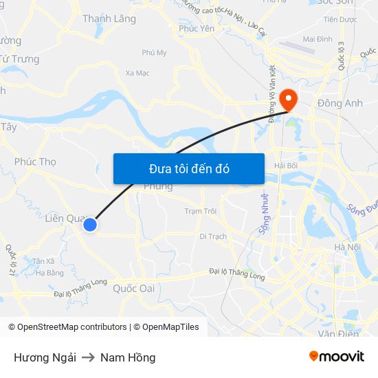 Hương Ngải to Nam Hồng map