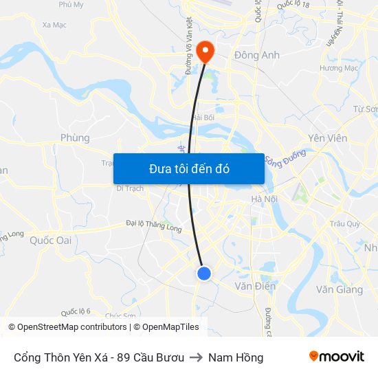 Cổng Thôn Yên Xá - 89 Cầu Bươu to Nam Hồng map
