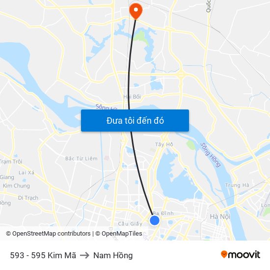 593 - 595 Kim Mã to Nam Hồng map