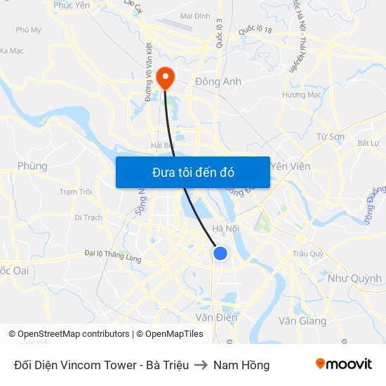 Đối Diện Vincom Tower - Bà Triệu to Nam Hồng map