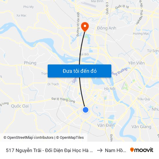 517 Nguyễn Trãi - Đối Diện Đại Học Hà Nội to Nam Hồng map