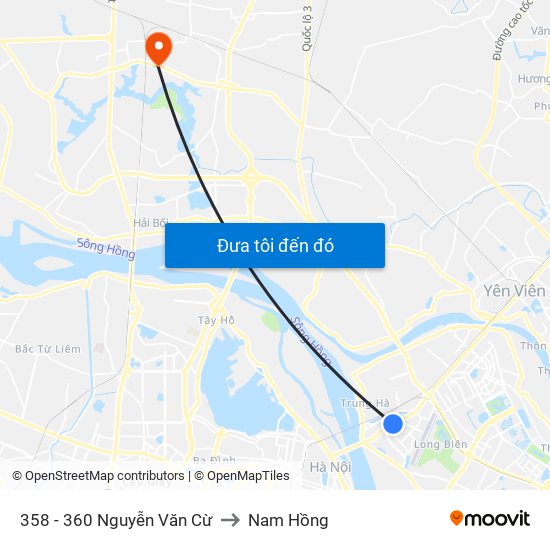 358 - 360 Nguyễn Văn Cừ to Nam Hồng map
